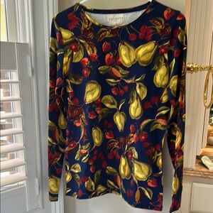 Talbots Women's Blue Fruit Print Top